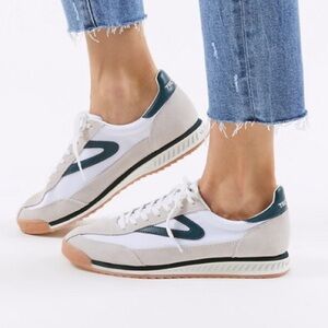 NWT Tretorn Kristine Retro Sneakers Size 8 Women’s White Green Taupe